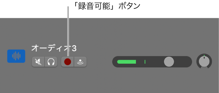 トラックヘッダの「録音可能」ボタン。