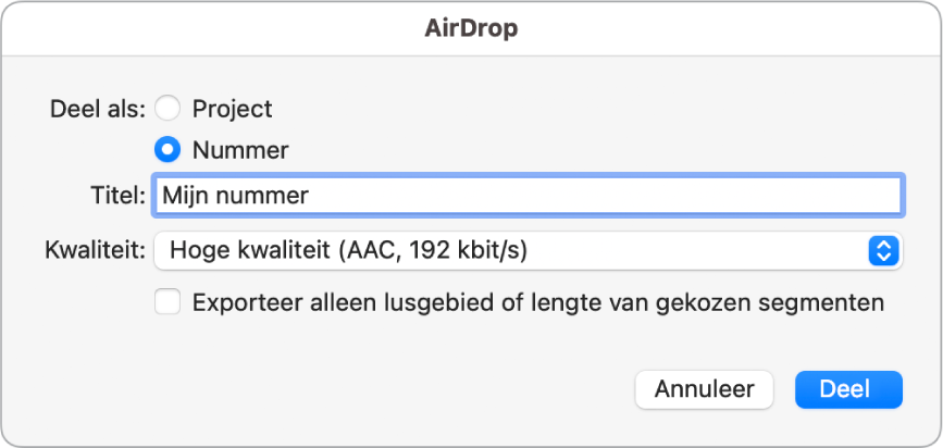 Dialoogvenster 'AirDrop'.