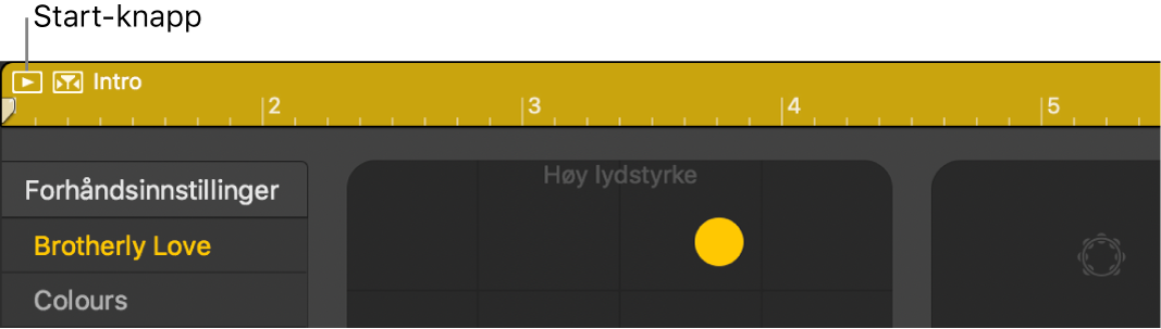 Drummer-område som viser Spill av-knapp.