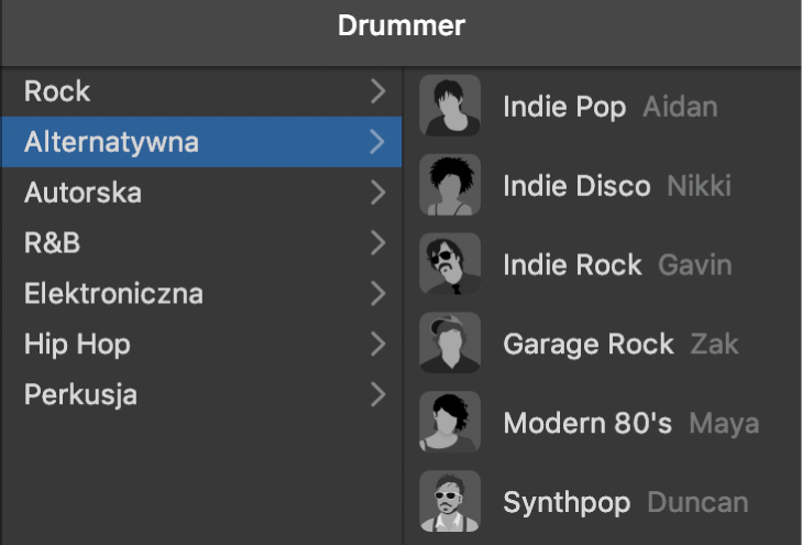 Zmiana gatunku w edytorze typu Drummer.
