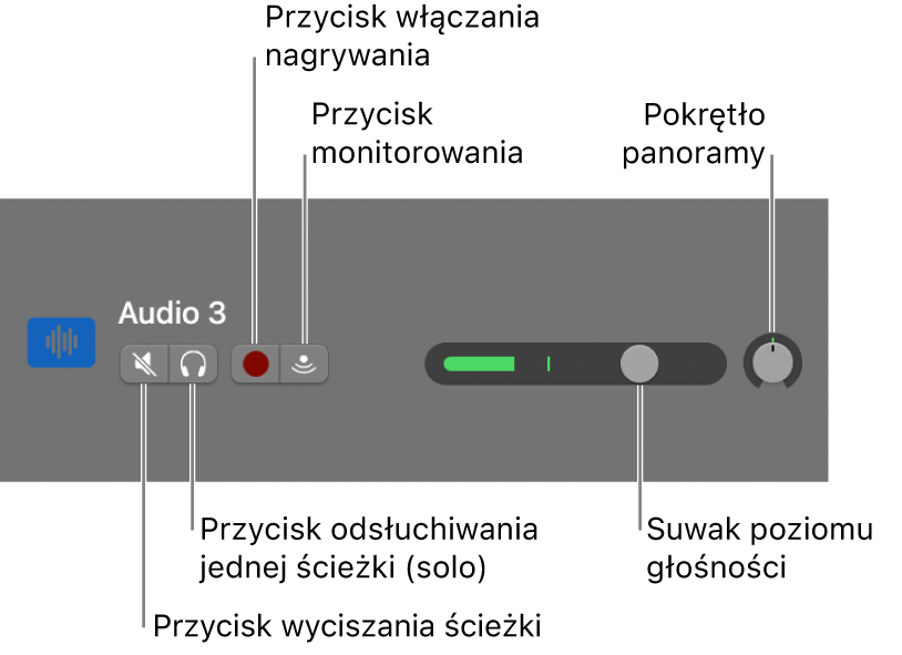 Nagłówek ścieżki z opisanymi narzędziami.