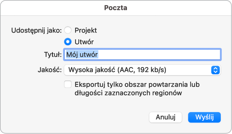 Okno dialogowe Mail Drop.
