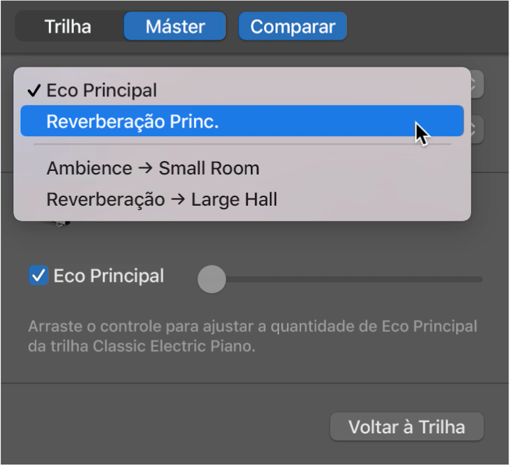 Escolhendo o efeito principal