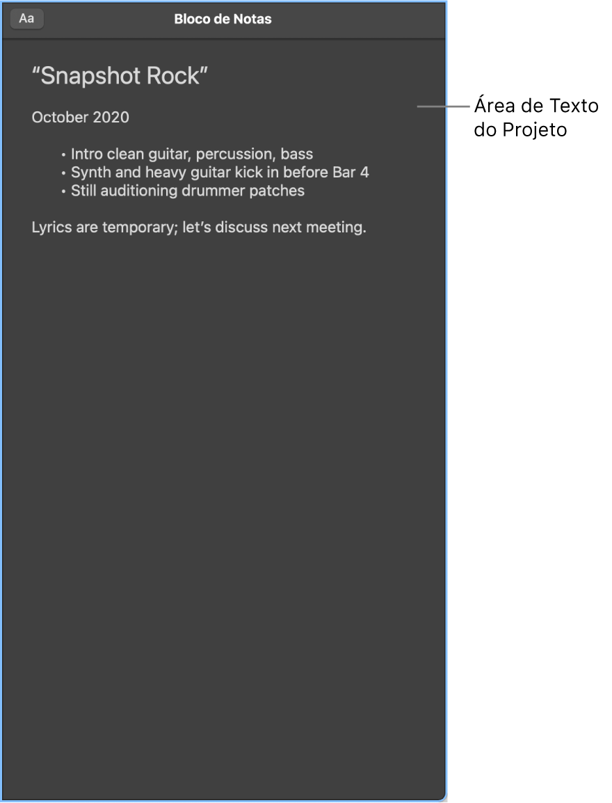 Bloco de Anotações.