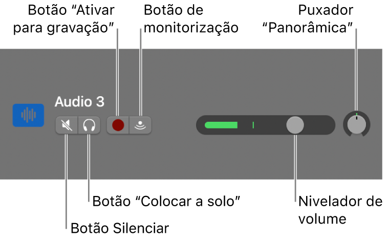 Cabeçalho de faixa com os controlos.