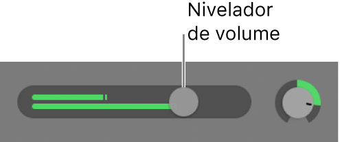 Cabeçalho de faixa a mostrar o nivelador de volume.