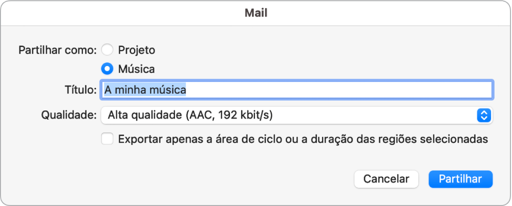 Caixa de diálogo de Mail Drop.