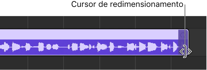 Ponteiro de redimensionamento na extremidade direita de uma região.