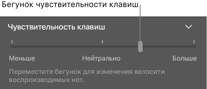 Слайдер чувствительности клавиш в инспекторе пульта Smart Controls.