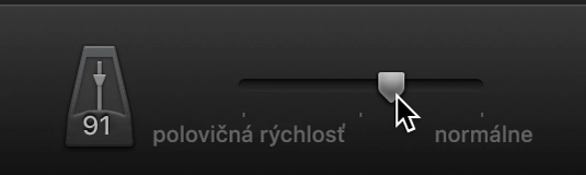 Posuvník Rýchlosť.