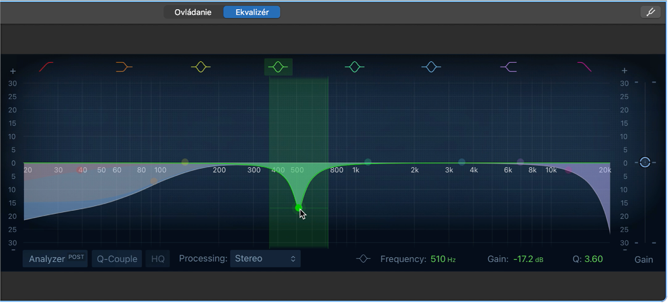 Ekvalizér Smart Controls.