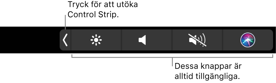 Bild. Control Strip på Touch Bar.