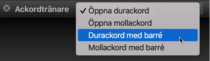 Popupmenyn Ackordtränare.