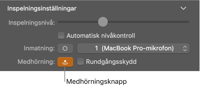 Medhörningsknappen i granskaren för Smart Controls.