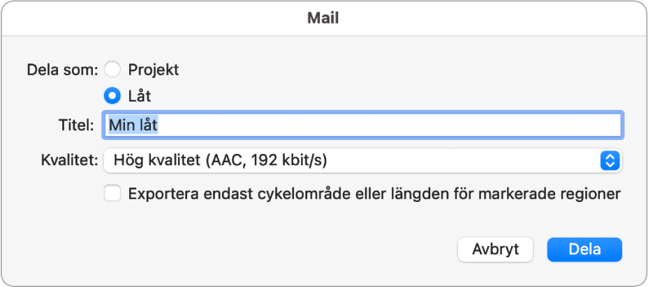Mail Drop-dialogruta.