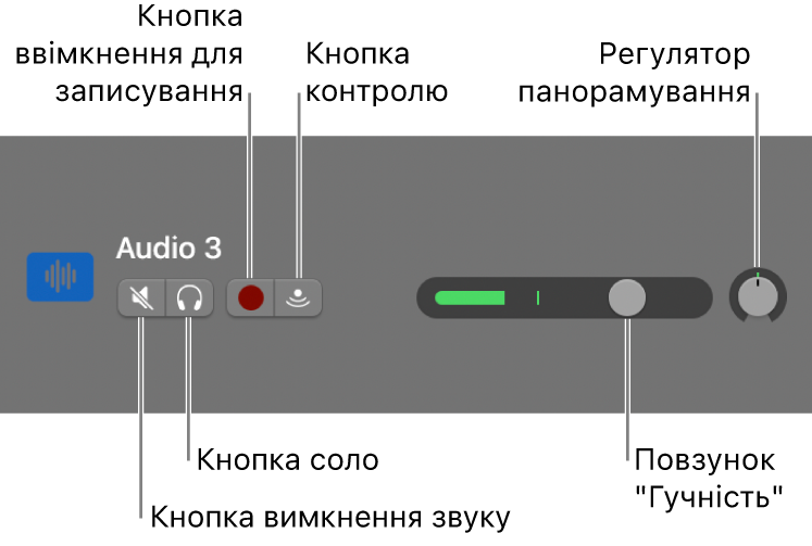 Заголовок доріжки з елементами керування.