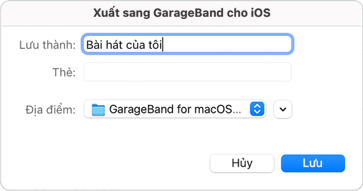 Xuất ra GarageBand cho iOS.