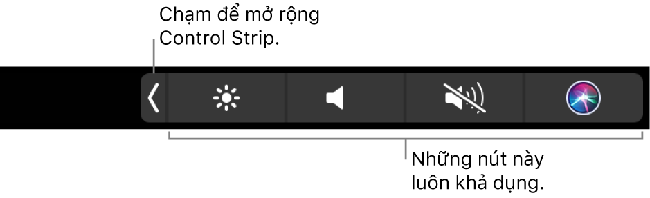 Hình ảnh. Control Strip của Touch Bar.