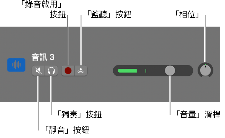 叫出控制項目的「音軌」標題。