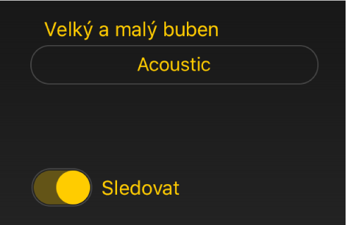 Obrázek. Přepínač a nabídka Sledovat v Drummeru