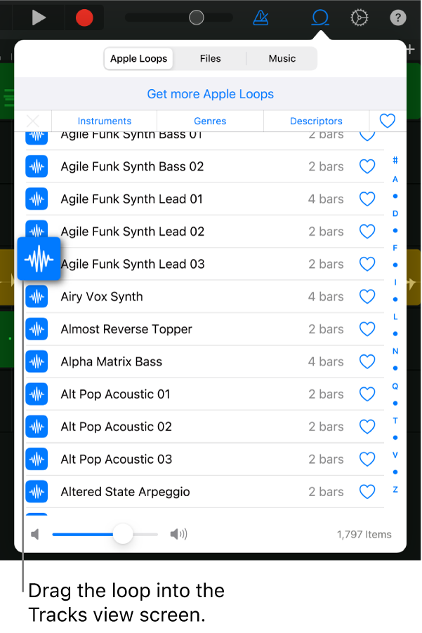 Dragging a loop into Tracks view