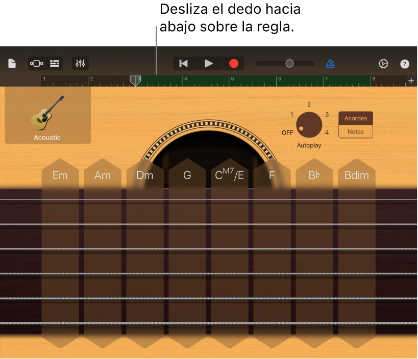 Mantén pulsada la regla