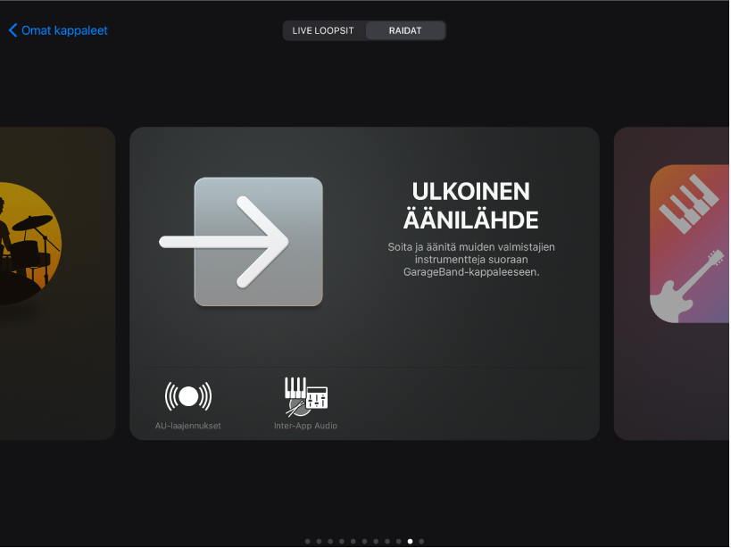 Kuva. Ääniselain, jossa näkyy Audio Unit ‑laajennuksia.