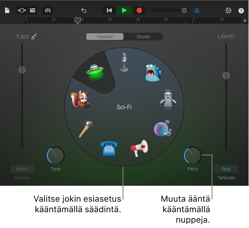 Hauska-näkymän esiasetukset