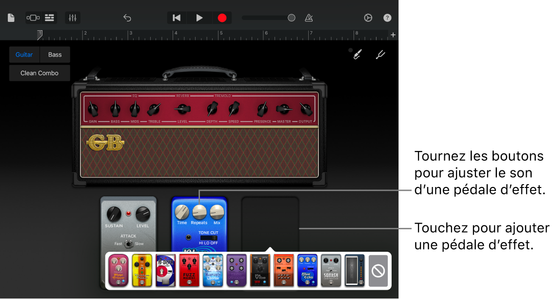 Zone de modification de pédale d’effet d’ampli de guitare