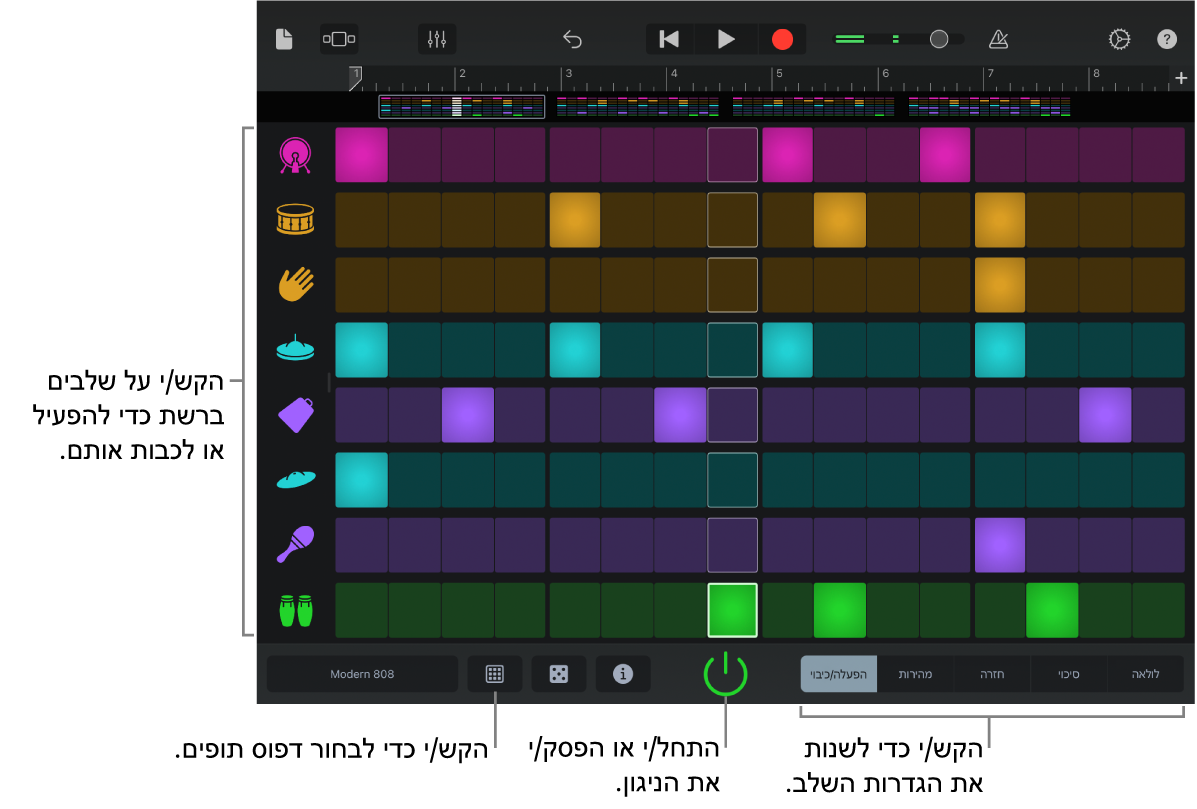 כלי מבוסס-מגע של סיקוונסר הפעמות