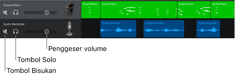 Header track terbuka, menampilkan kontrol