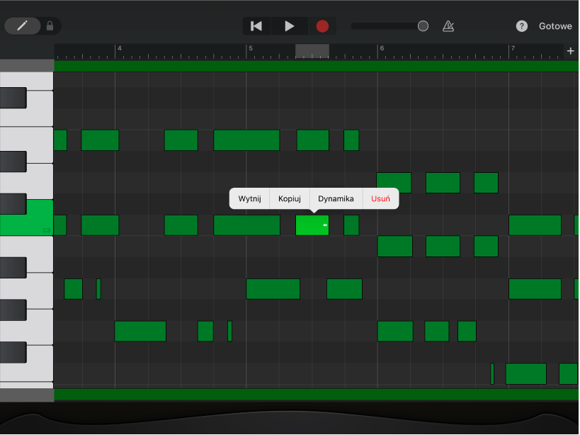 Edytor z zaznaczonym dźwiękiem