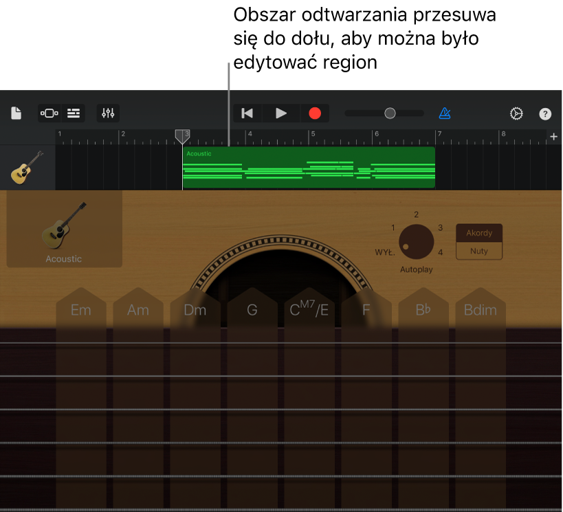 Obszar gry przesuwa się w dół, odsłaniając region