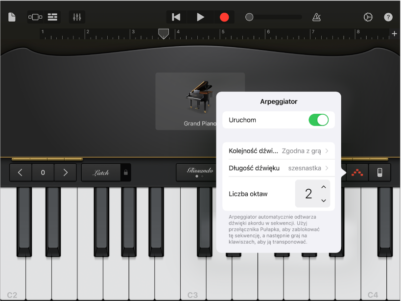narzędzia Arpeggiatora instrumentu klawiszowego