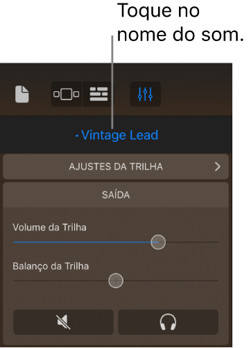 Figura. O nome do som atual, acima dos controles da trilha.