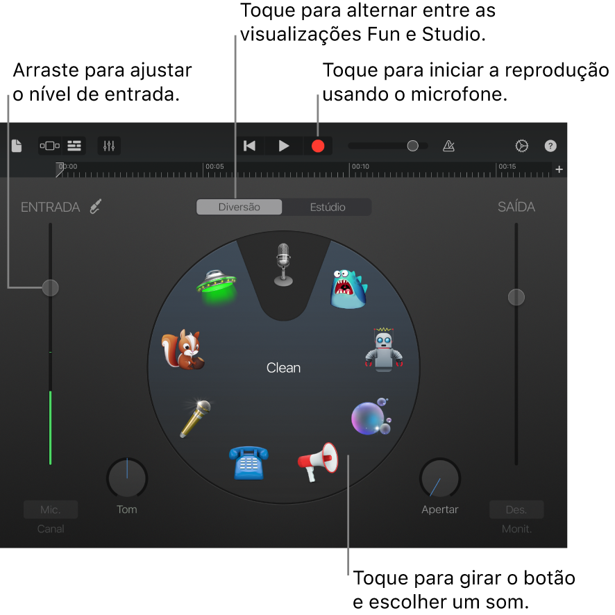 Instrumento Touch Gravador de Áudio