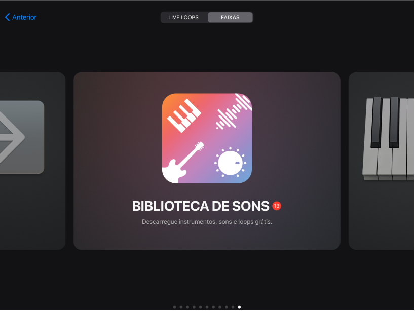 Biblioteca de sons no navegador de sons