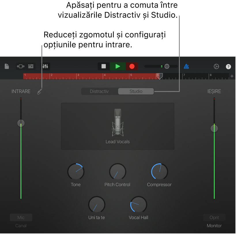 Vizualizarea Studio Recorder audio