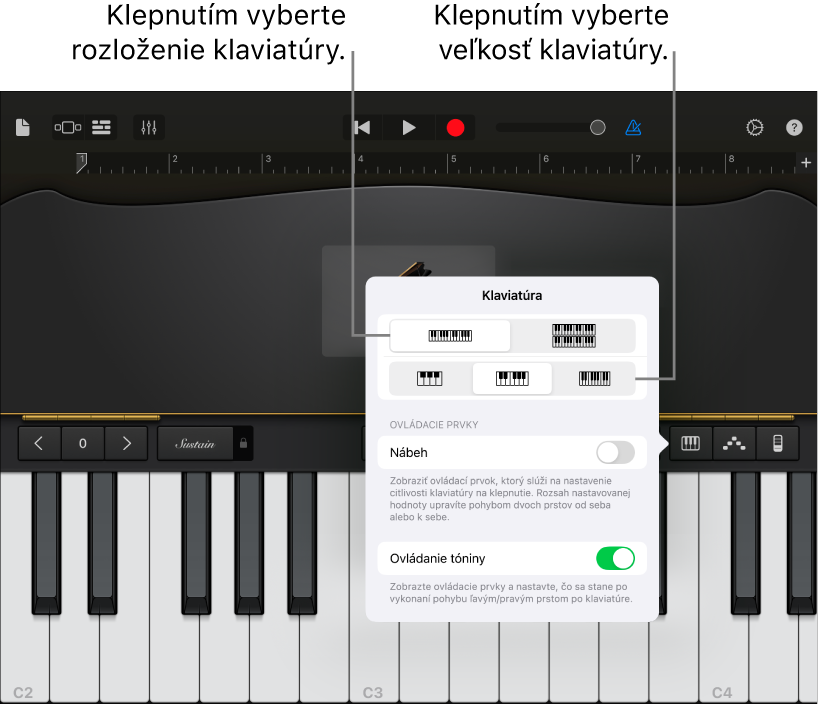 Ovládanie rozloženia a veľkosti klaviatúry