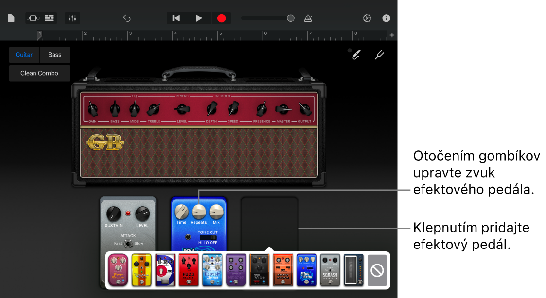 Oblasť úpravy efektového pedála gitarového zosilňovača