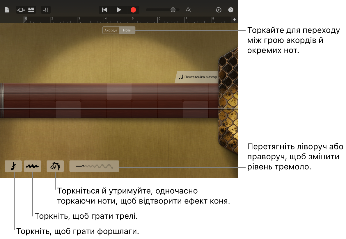 Ерху на екрані Нотаток.