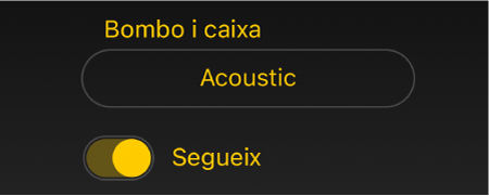 Figura. El commutador Seguir i un menú de Drummer.