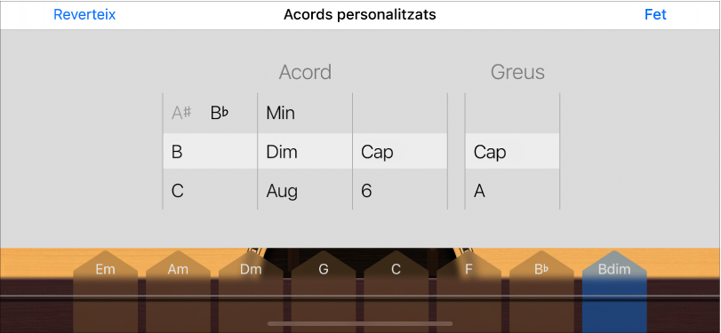 Rodetes de control “Acords personalitzats”