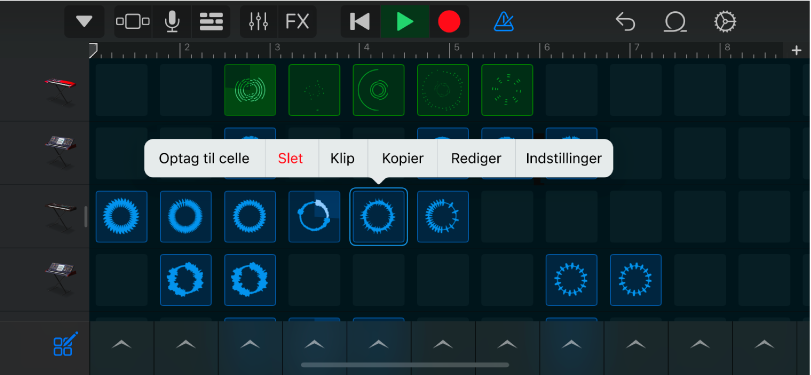 Figur. Live Loops-net med celleredigering slået til.