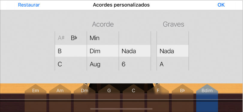 Ruedas de control de acordes personalizados