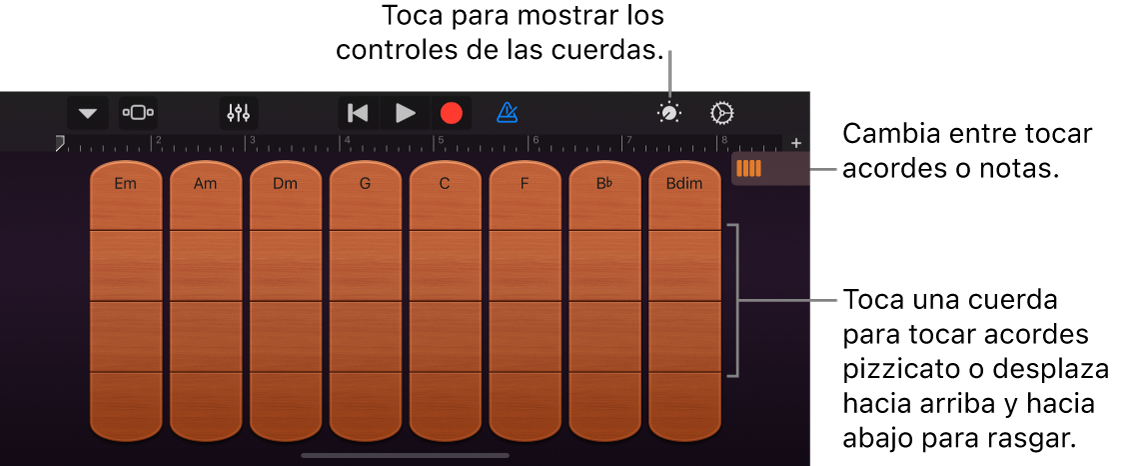 Instrumento táctil Cuerdas