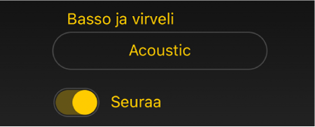 Kuva. Drummerin Seuraa-kytkin ja valikko.