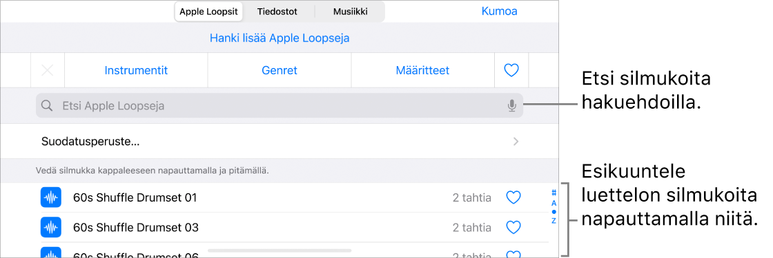 Looppiselaimen tulosluettelo