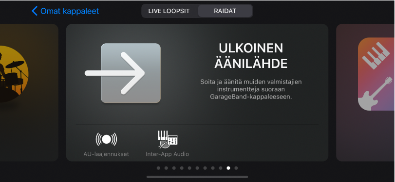 Kuva. Ääniselain, jossa näkyy Audio Unit ‑laajennuksia.