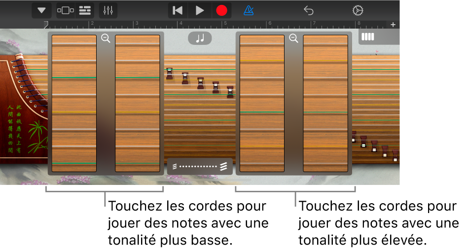 Cases de zoom du guzheng